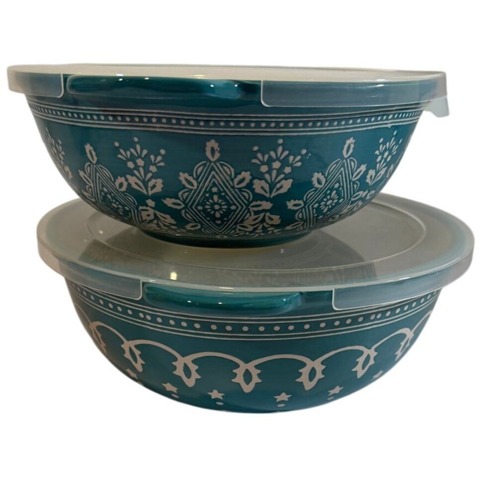 Cooks Essentials Set of 2 ceramic Nesting serving Bowls with lids 2 & 3 qt - Picture 8 of 8